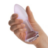 Нежно-розовый анальный плаг из стекла - 13 см. купить в секс шопе