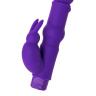 Фиолетовый вибратор с утолщением посередине и клиторальным зайчиком - 18 см. купить в секс шопе