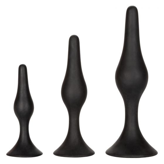 Набор черных силиконовых анальных пробок Silicone Anal Starter Kit купить в секс шопе