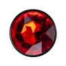 Изящная ребристая анальная втулка с красным кристаллом - 7 см. купить в секс шопе