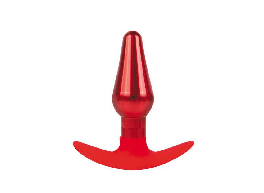 Анальная металлическая пробка красного цвета - 9,6 см. купить в секс шопе