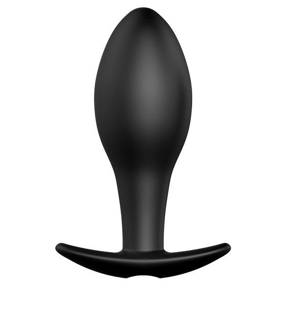 Чёрная анальная пробка с пультом управления - 8,5 см. купить в секс шопе