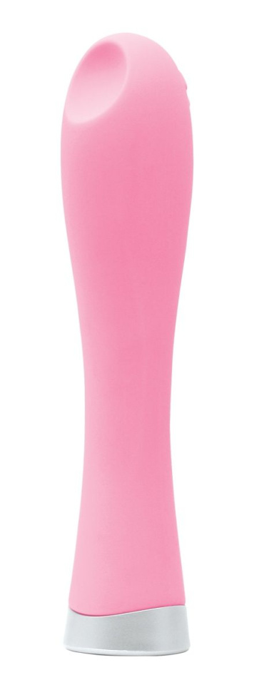 Розовый силиконовый вибромассажер с ямкой Candy - 10,2 см. купить в секс шопе