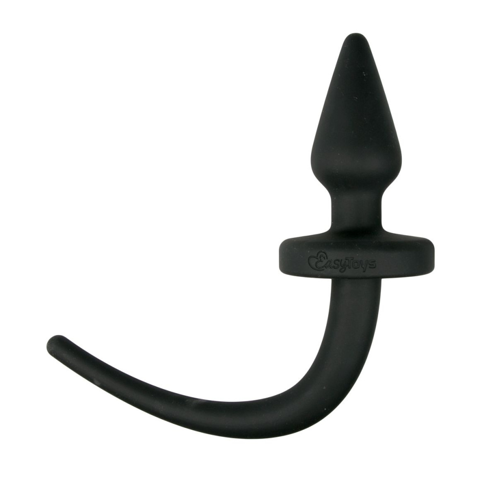 Черная пробка-конус Dog Tail Plug с хвостом купить в секс шопе