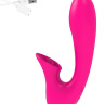 Ярко-розовый фантазийный вибромассажер с клиторальным стимулятором - 19 см. купить в секс шопе