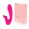 Ярко-розовый фантазийный вибромассажер с клиторальным стимулятором - 19 см. купить в секс шопе