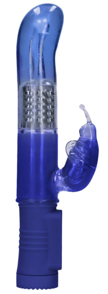 Синий вибратор-кролик Rotating Butterfly - 22,8 см. купить в секс шопе
