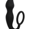 Чёрное эрекционное кольцо Sensation с анальным стимулятором  купить в секс шопе