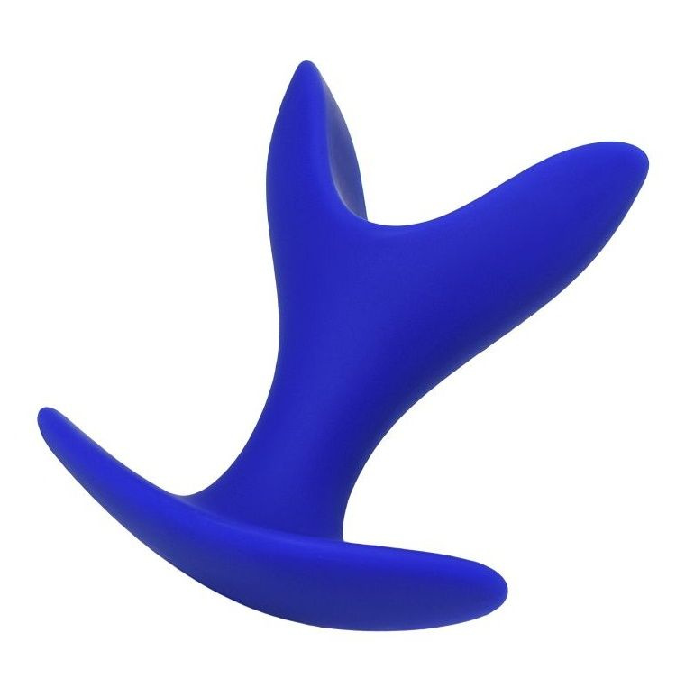Синяя силиконовая расширяющая анальная пробка Bloom - 8,5 см. купить в секс шопе
