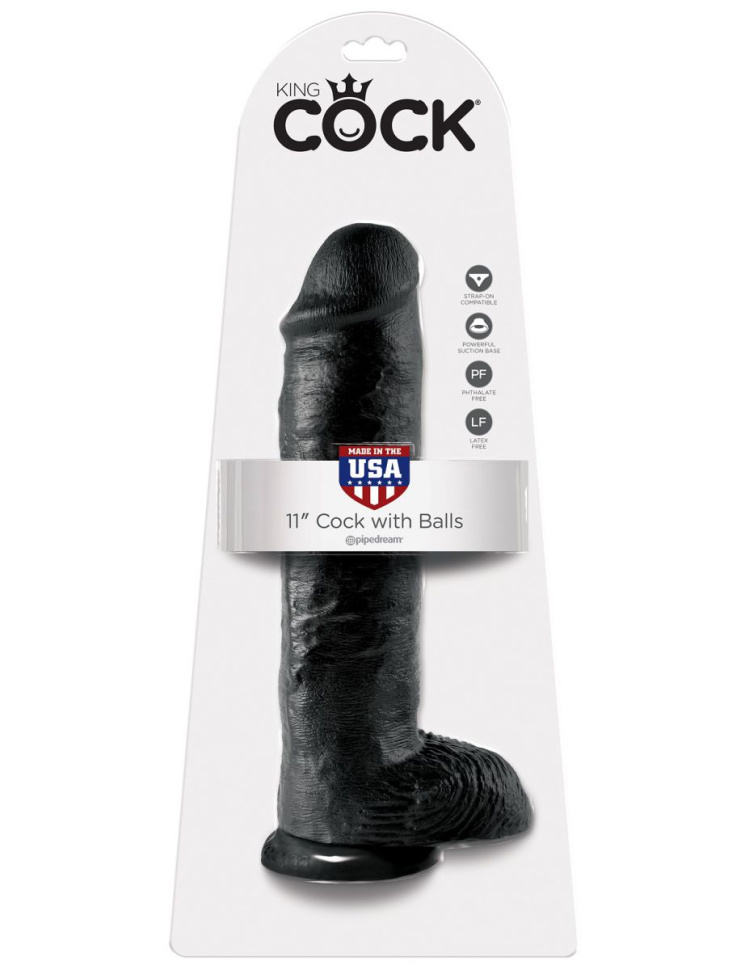 Черный фалоимитатор-гигант на присоске - 28 см. купить в секс шопе