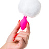 Розовая анальная втулка Sweet bunny с белым пушистым хвостиком купить в секс шопе