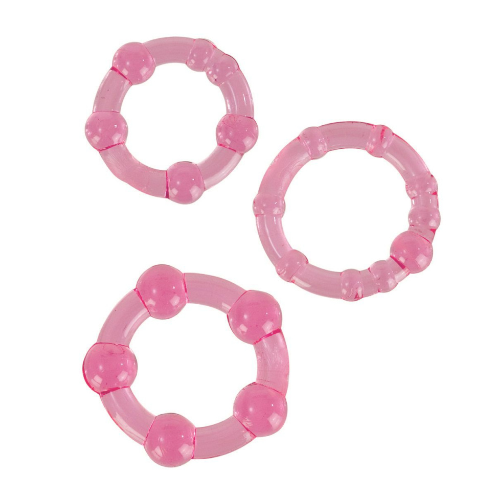 Набор из трех розовых колец разного размера Island Rings купить в секс шопе