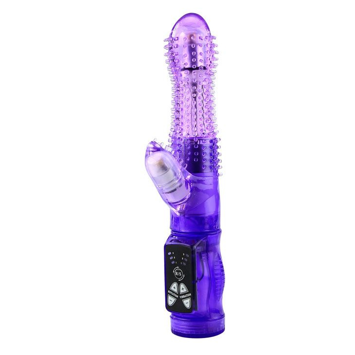 Виброротатор с пупырышками и стимуляцией клитора - 20,8 см. купить в секс шопе