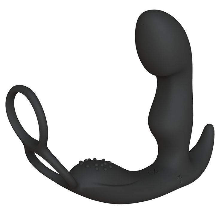 Черный вибромассажер простаты Culo с эрекционным кольцом - 12 см. купить в секс шопе