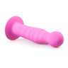 Розовый анальный фаллоимитатор с ребрами Ribbed Dong - 14,2 см. купить в секс шопе