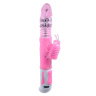 Розовый вибратор с вращением бусин и клиторальной бабочкой - 30 см. купить в секс шопе