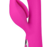 Розовый вибромассажер с отростком в виде бутона - 20 см. купить в секс шопе