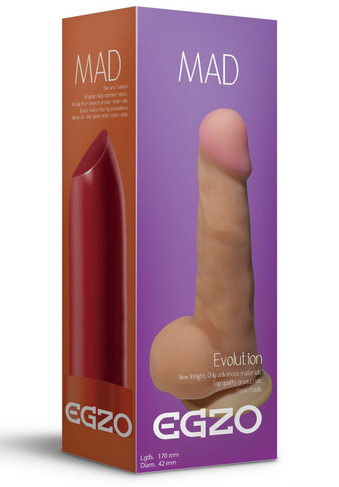 Телесный фаллоимитатор Mad Lipstick с мошонкой и подошвой-присоской - 17 см. купить в секс шопе