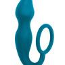 Бирюзовое эрекционное кольцо Sensation с анальным стимулятором  купить в секс шопе