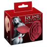 Красная анальная пробка с ограничительным основанием в виде розы - 10,7 см. купить в секс шопе