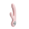 Нежно-розовый вибратор с клиторальным отростком Selene - 19 см. купить в секс шопе
