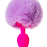 Розовая анальная втулка Sweet bunny с сиреневым пушистым хвостиком купить в секс шопе