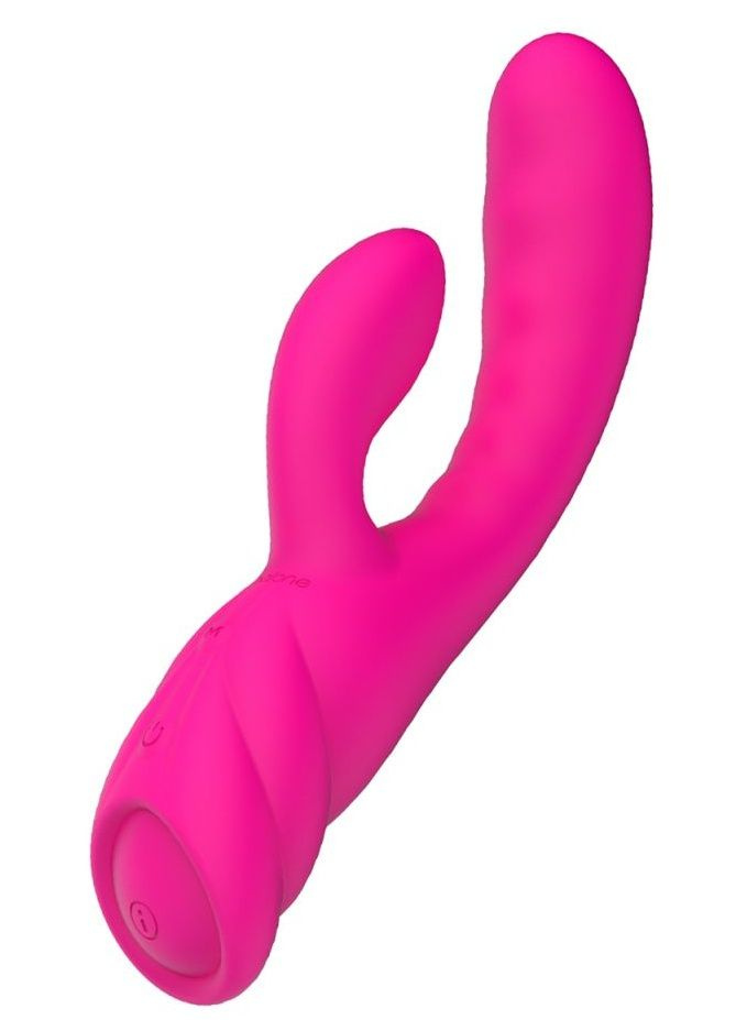 Розовый вибратор с клиторальным стимулятором Nalone PureX2 - 20,7 см. купить в секс шопе