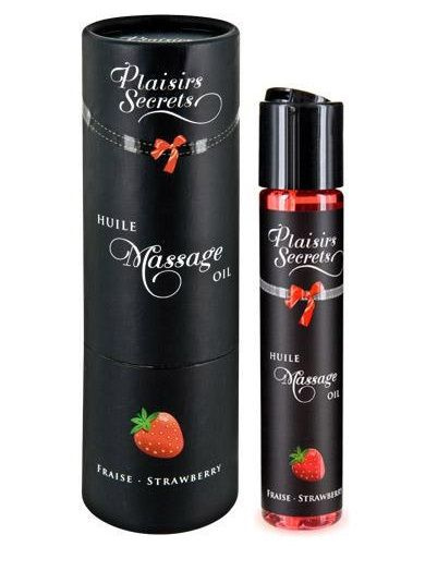 Массажное масло с ароматом клубники Huile de Massage Gourmande Fraise des Bois - 59 мл. купить в секс шопе