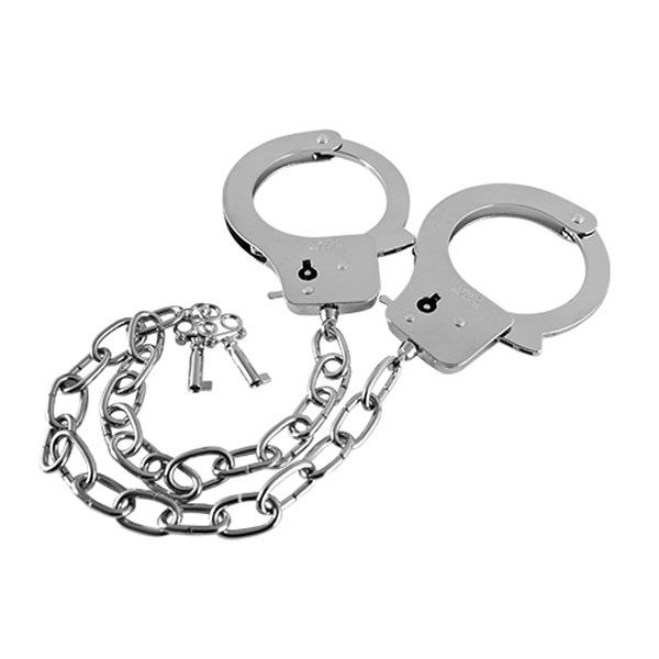 Наручники на длинной цепочке с ключами Metal Handcuffs Long Chain купить в секс шопе