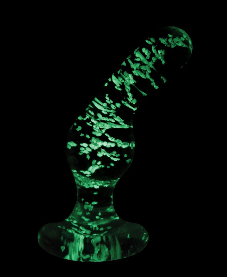 Стеклянная, светящаяся в темноте пробка FIREFLY GLASS ANGLED PLUG - 11 см. купить в секс шопе