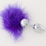 Малая анальная втулка с фиолетовой опушкой - 7 см. купить в секс шопе