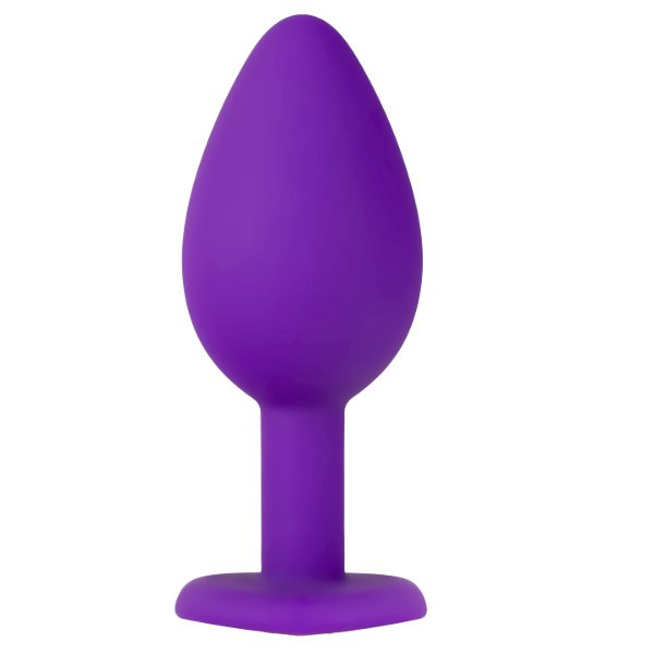 Фиолетовая анальная пробка с золотистым кристаллом-сердцем Bling Plug Small - 7,6 см. купить в секс шопе