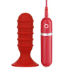 Малый красный вибромассажер для анальной стимуляции MENZSTUFF RIBBED TORPEDO - 10 см. купить в секс шопе