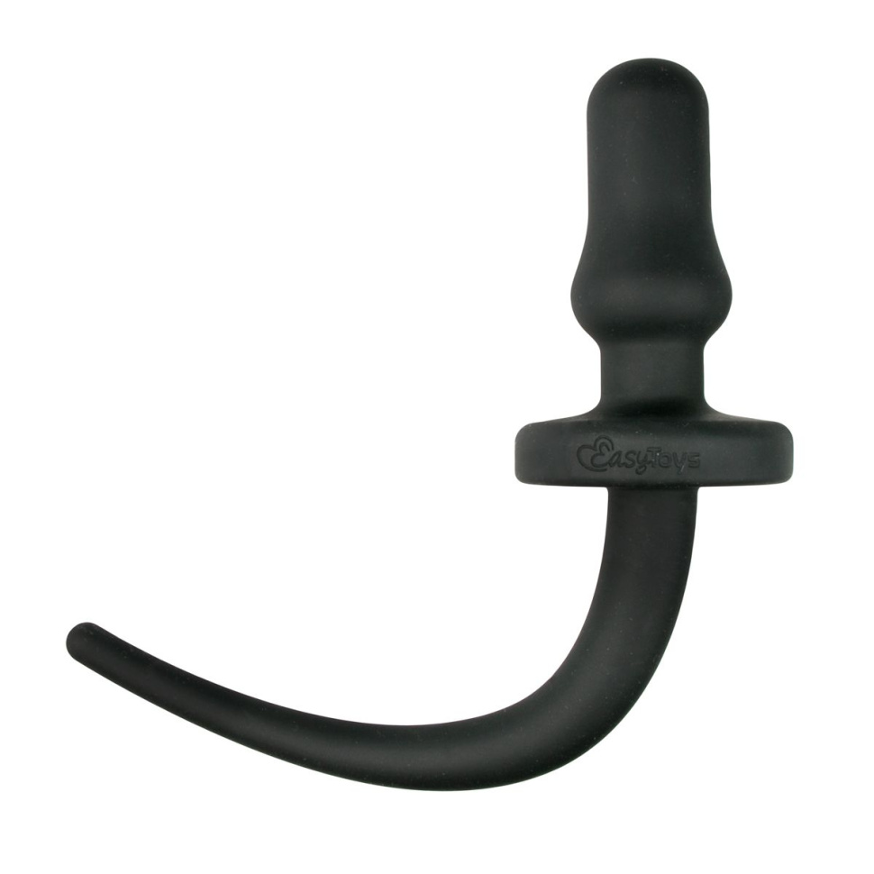 Черная анальная втулка Dog Tail Plug с хвостом купить в секс шопе