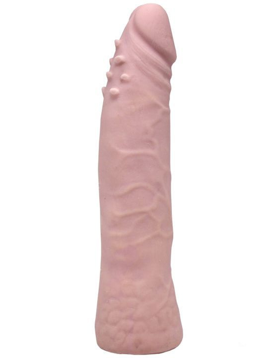 Телесный фаллоимитатор с шипиками под головкой - 18,5 см. купить в секс шопе
