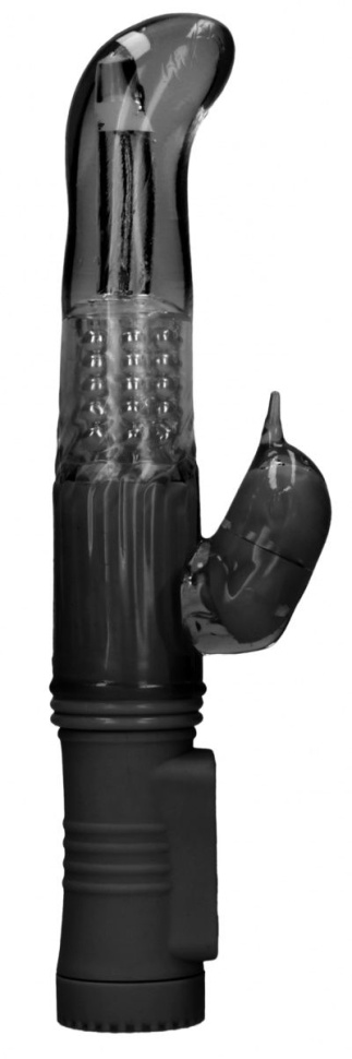Черный вибратор-кролик Rotating Dolphin - 23 см. купить в секс шопе