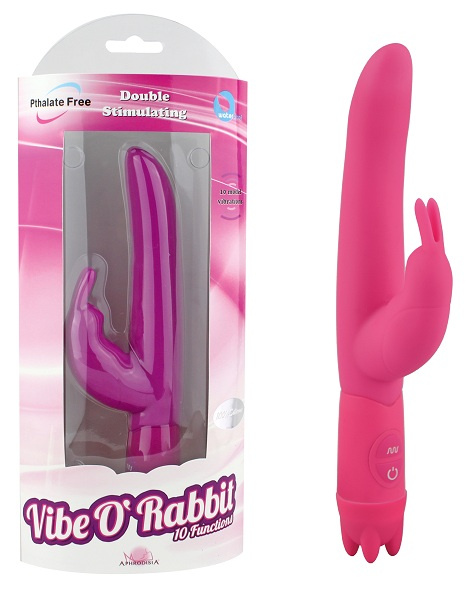 Розовый вибростимулятор 10 Function Vibe-O rabbit - 21 см. купить в секс шопе