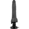 Черный вибромассажер на мощной присоске Basecock Realistic Vibrator - 20 см. купить в секс шопе