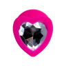 Розовая анальная втулка Diamond Heart с прозрачным кристаллом - 8 см. купить в секс шопе