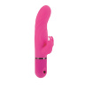 Розовый вибромассажер LIA DUAL LOVER 1 с клиторальным зайкой - 21 см. купить в секс шопе