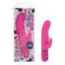 Розовый вибромассажер LIA DUAL LOVER 1 с клиторальным зайкой - 21 см. купить в секс шопе