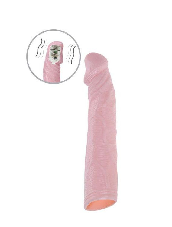 Телесная насадка с вибрацией Sex Expert - 18 см. купить в секс шопе