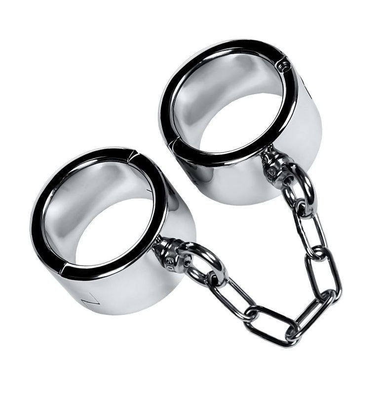 Серебристые широкие наручники Metal купить в секс шопе