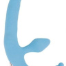 Голубой безремневой страпон с анальным отростком и вибрацией - 15 см. купить в секс шопе