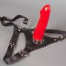 Женский страпон с красной гелевой насадкой-фаллосом - 18 см. купить в секс шопе
