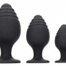 Набор из 3 черных анальных пробок Rippled Butt Plug Set купить в секс шопе