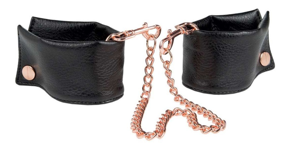 Черные мягкие наручники Entice French Cuffs с цепью купить в секс шопе