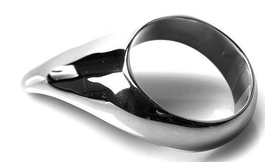 Серебристое металлическое эрекционное кольцо Teardrop Cockring купить в секс шопе