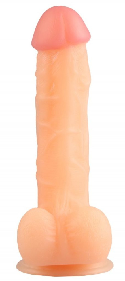 Телесный реалистичный фаллоимитатор на присоске - 24 см. купить в секс шопе