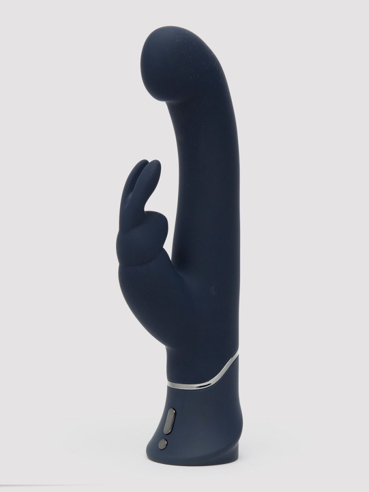 Темно-синий вибратор-кролик Greedy Girl Real-Feel Rabbit Vibrator - 25,4 см. купить в секс шопе
